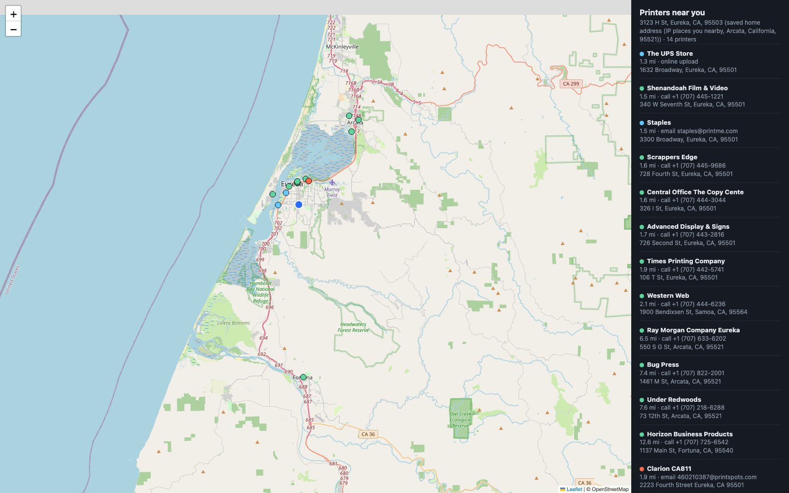 Printers near you on OpenStreetMap